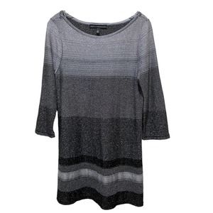 White House Black Market Silver Black Metallic Sheath Tunic Dress Large